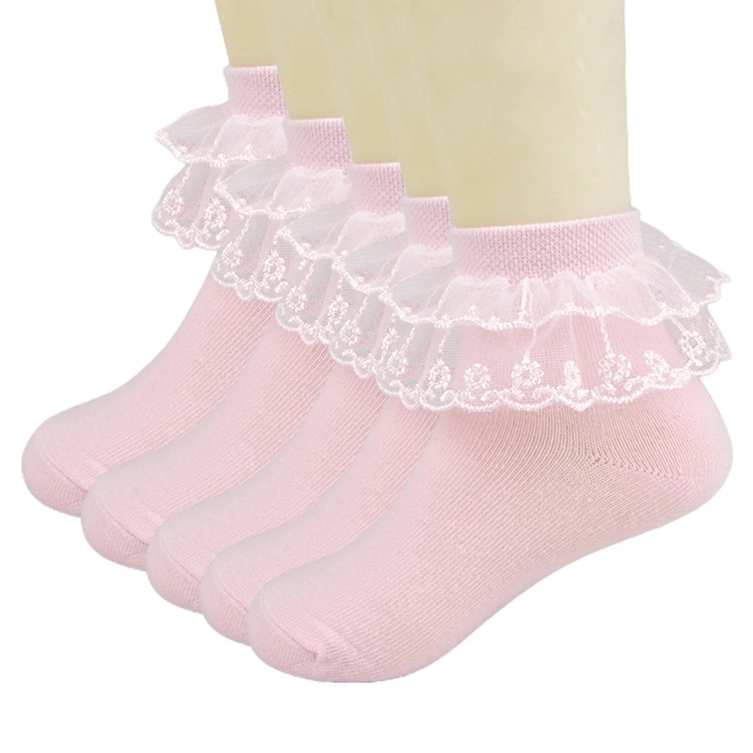 5 Pairs Toddler Baby Girls Ruffle Lace Socks Cotton Frilly Ankle Soft Dress Children Princess Socks 2-15T