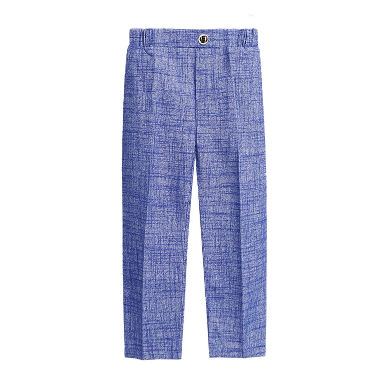 Boys' Pull-On Relaxed Fit School Uniform Pant Zipper Closure with Button Casual Stright Type Pants Blue Size 9-10 Years