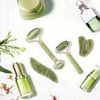 4Pcs Jade Roller & Gua Sha, Facial Roller Massager with Gua Sha Scraping Tool, Jade Stone Massager for Face and Neck - M'S