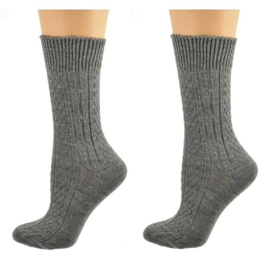 Classic Cable Knit Acrylic Knee High Socks,Pack of 2,For Female, Heather Gray,For Women