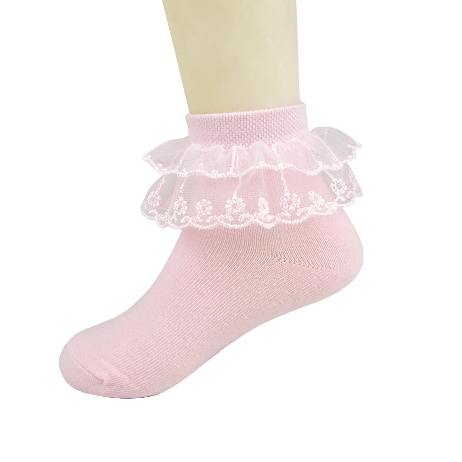 5 Pairs Toddler Baby Girls Ruffle Lace Socks Cotton Frilly Ankle Soft Dress Children Princess Socks 2-15T