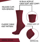 Classic Cable Knit Acrylic Knee High Socks,Pack of 2,For Female, Heather Gray,For Women