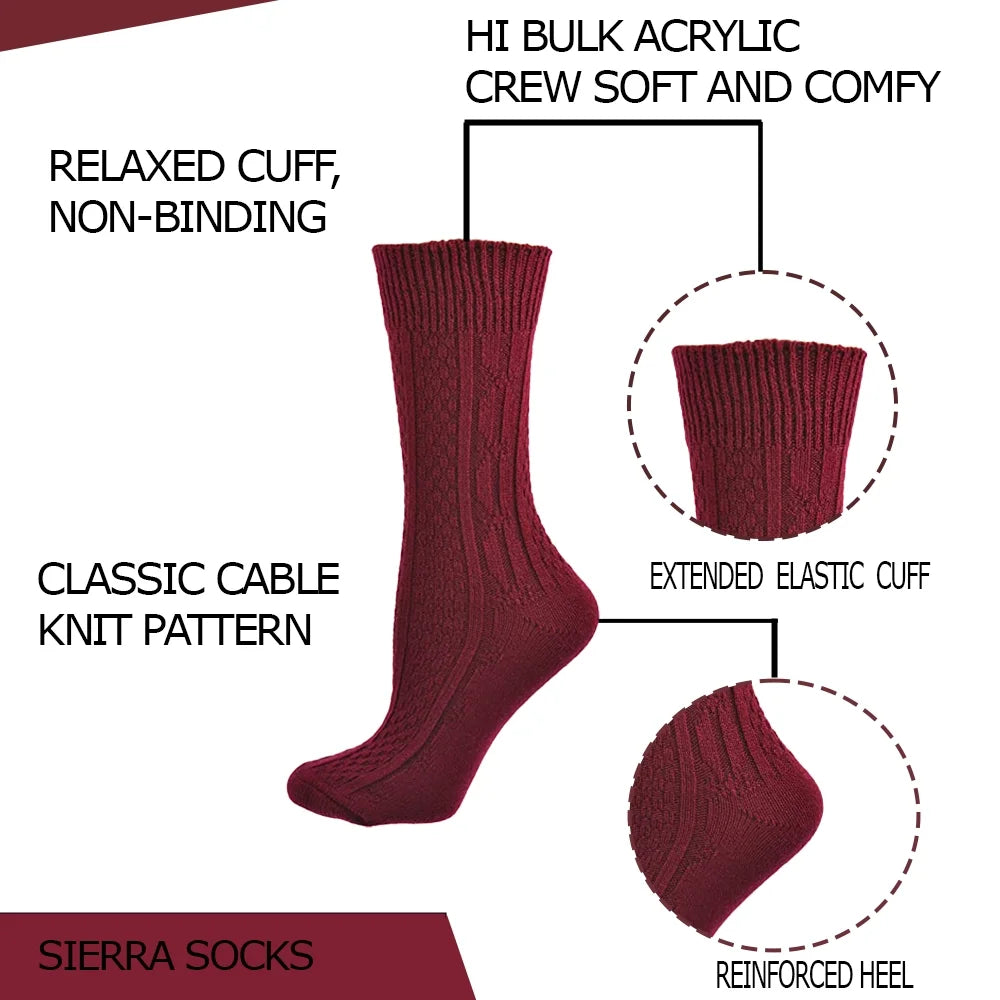 Classic Cable Knit Acrylic Knee High Socks,Pack of 2,For Female, Heather Gray,For Women