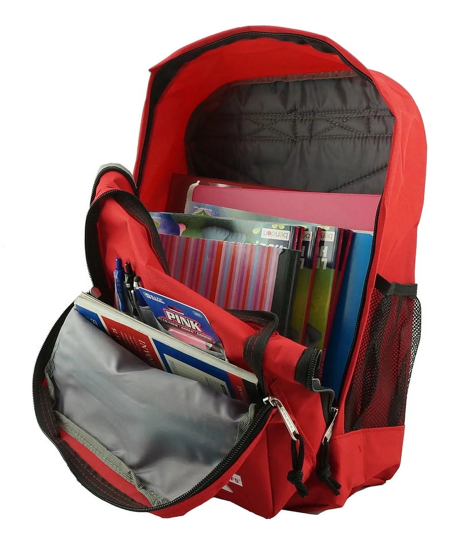 17.5" School Backpack Red, 100% Polyester, Unisex
