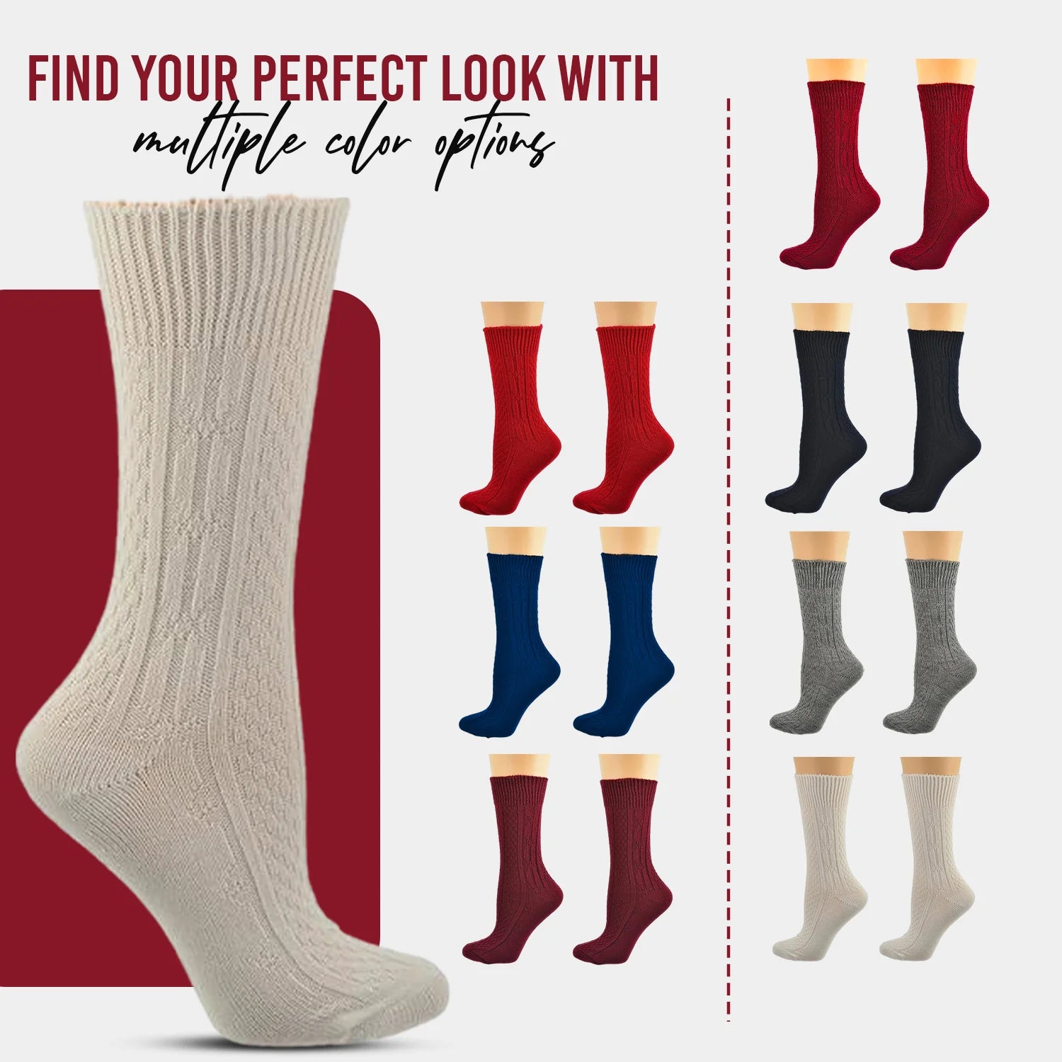 Classic Cable Knit Acrylic Knee High Socks,Pack of 2,For Female, Heather Gray,For Women