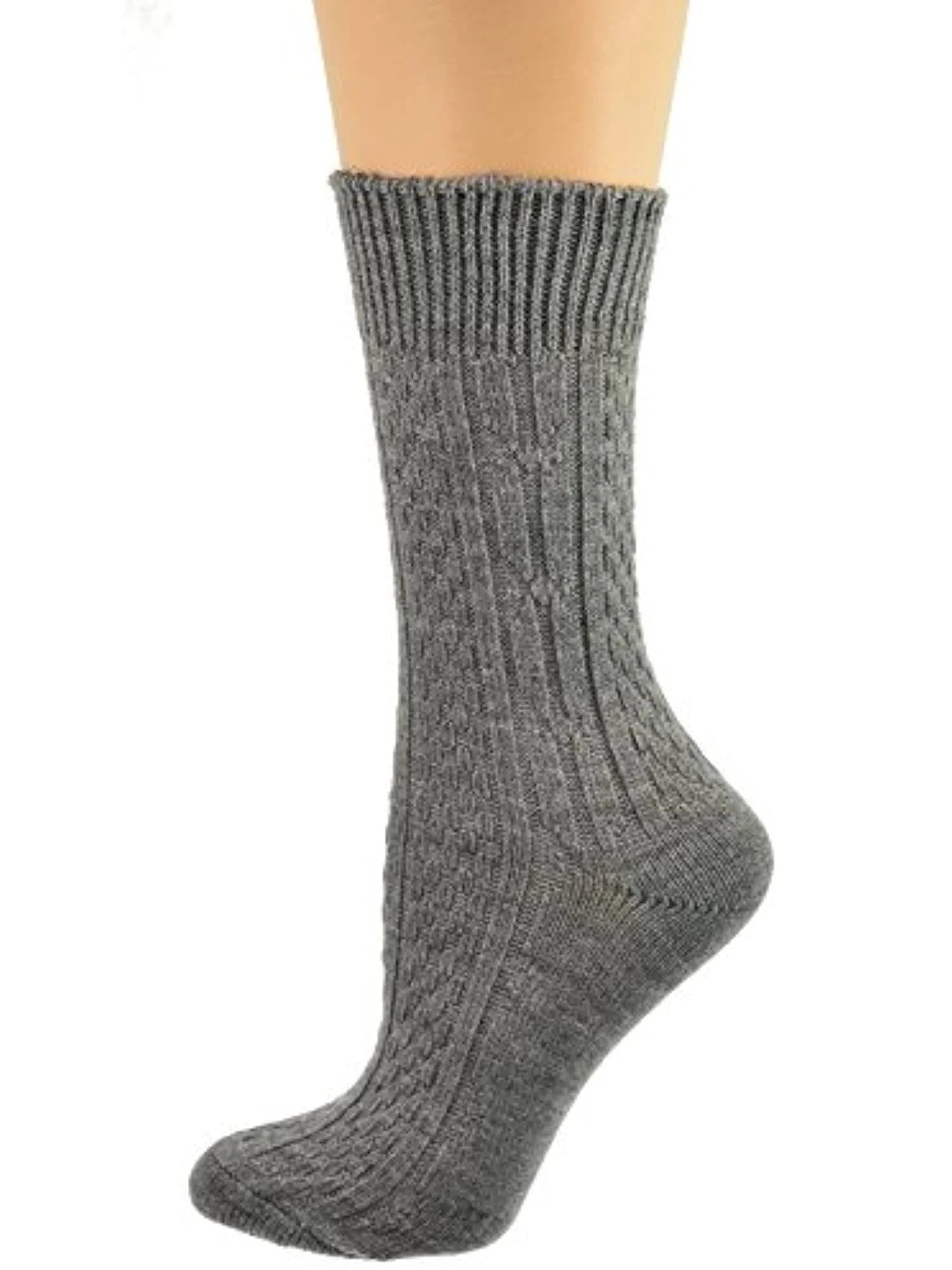 Classic Cable Knit Acrylic Knee High Socks,Pack of 2,For Female, Heather Gray,For Women